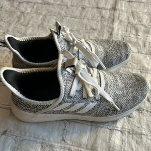 ADIDAS CLOUD FOAM PURE RUNNING SHOES GREY/WHITE TEXTURED LACE UP (2021) SIZE 6